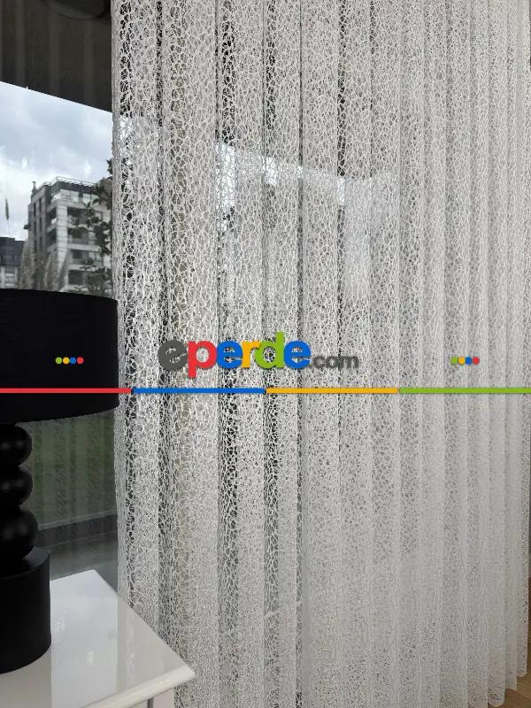 Yatak Odası - Desenli Fransız Dantel Örme Tül Perde, Desenli Ütü İstemeyen Tül