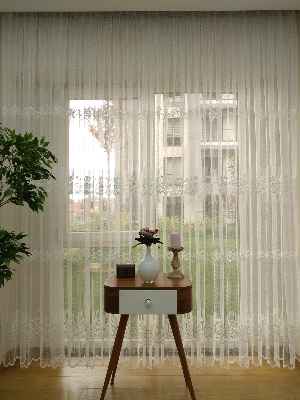 Brode İşlemeli Tül Perde Konak 701- Ekru