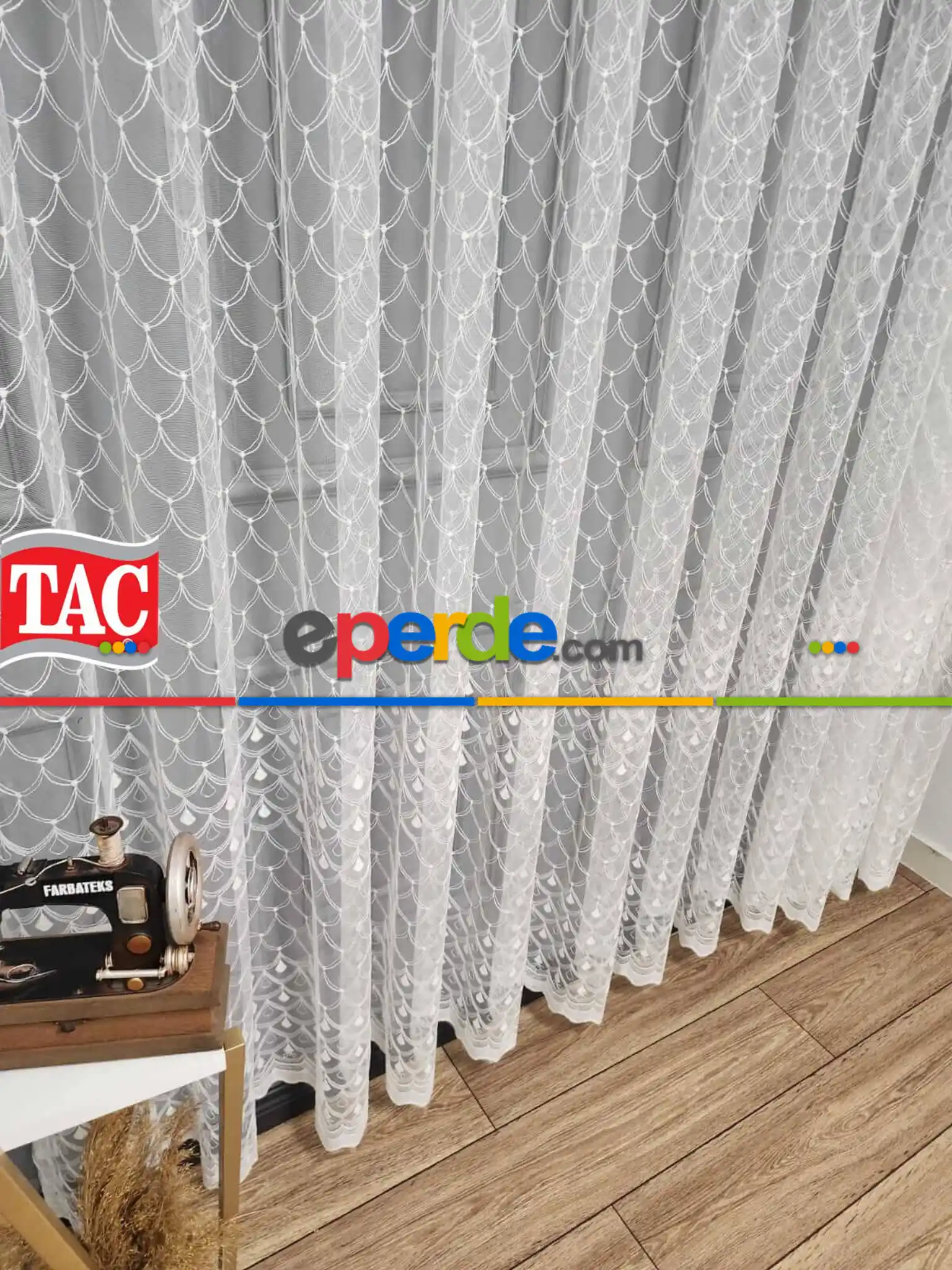 Taç Brode İşlemeli Yeni Didim Model İşlemeli Nakışlı Tül Perde