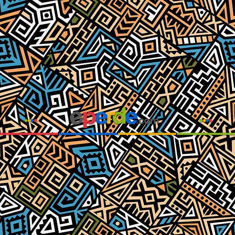 Etnik Desenli Fon Perde Evm566 Kumaşı Kalındır Duck Bezi Değildir- Siyah-Mavi-Krem-Turuncu