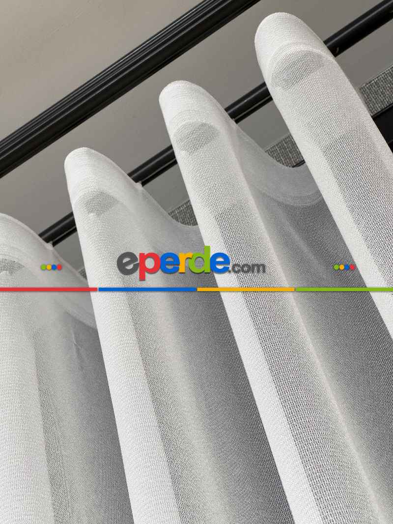 Ekru Düz Tül Perde Premium Serisi