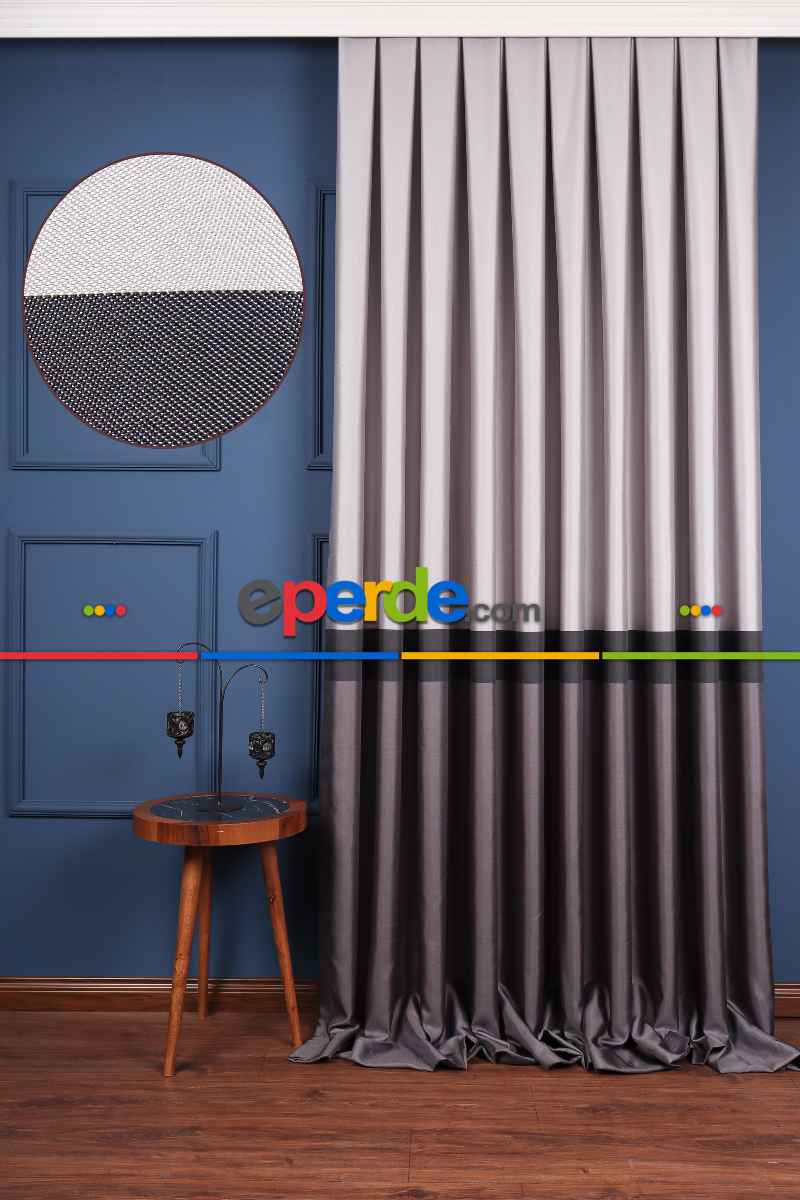 Salon Fon Perde - Gümüş - Füme Pano Fon Perde