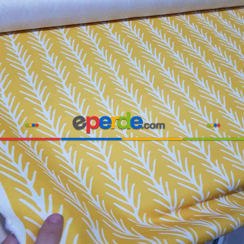 Mutfak Fon Perde Baskılı Evm396 E- Sarı