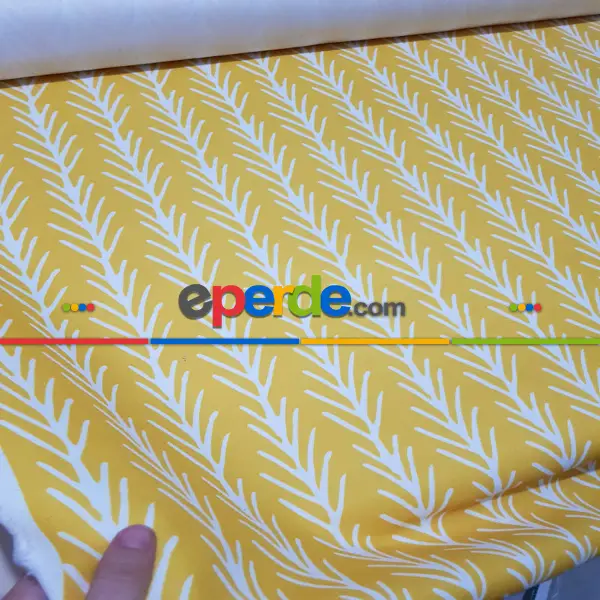 Etnik Desenli Fon Perde Evm396 _e - Kumaşı Kalındır Duck Bezi Değildir.- Sarı-Beyaz