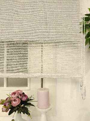 Çiftli Sistem Tül Stor Beyaz Krem Cizgili Tül- Beyaz-krem