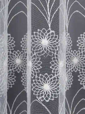 Şeritli Papatya Nakış İşlemeli Brode Tül Perde