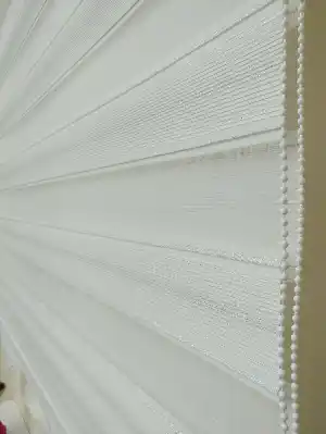 Zebra Perde - Micro Pilise - Simli Geçişli Zebra Perde- Gümüş Simli-ekru