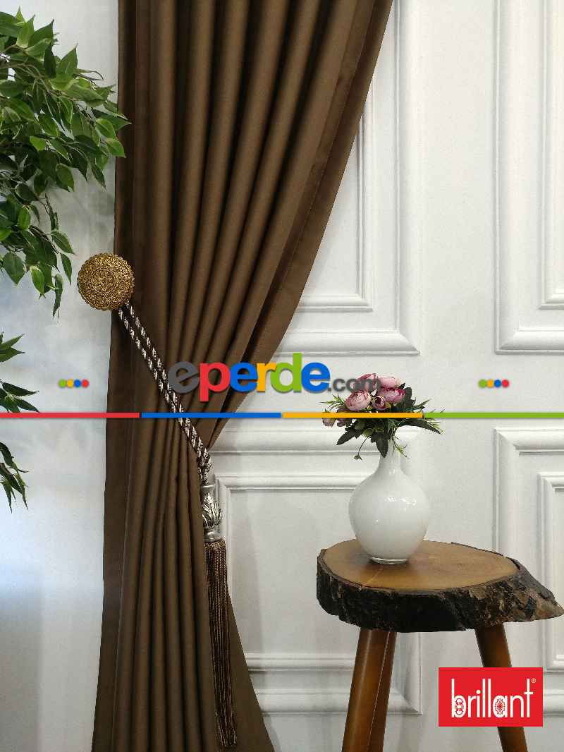 %98 Brillant Karartma Blackout Kahve Renk Fon Perde- Kahve