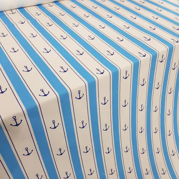 Bebek Odası Fon Perde - Çapa Desenli Fon Perde Evm560 Kumaşı Kalındır Duck Bezi Değildir- Mavi