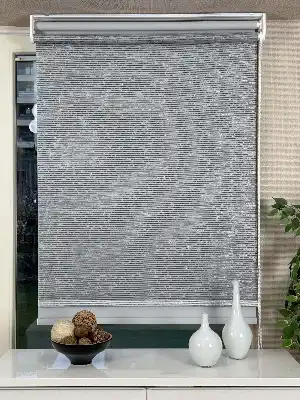 Gri Çiftli Sistem Tül Stor Perde, Standart Metal Kasalı Yüksek Kalite Kornişe Kolay Montaj Seçenekli
