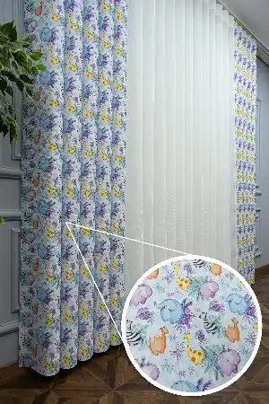 1. Kalite Bebek Ve Çocuk Baskılı Tül Dikey Zebra Perde Zürafa - Zebra - Deve - Fil Desen- Yeşil-mavi-sarı-lila-açık Yeşil-sütlü Kahve-su Yeşili