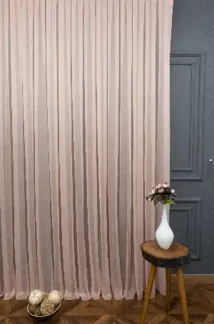 Düz Tül Perde Grek Pudra Pembe - Kurşunlu Tül
