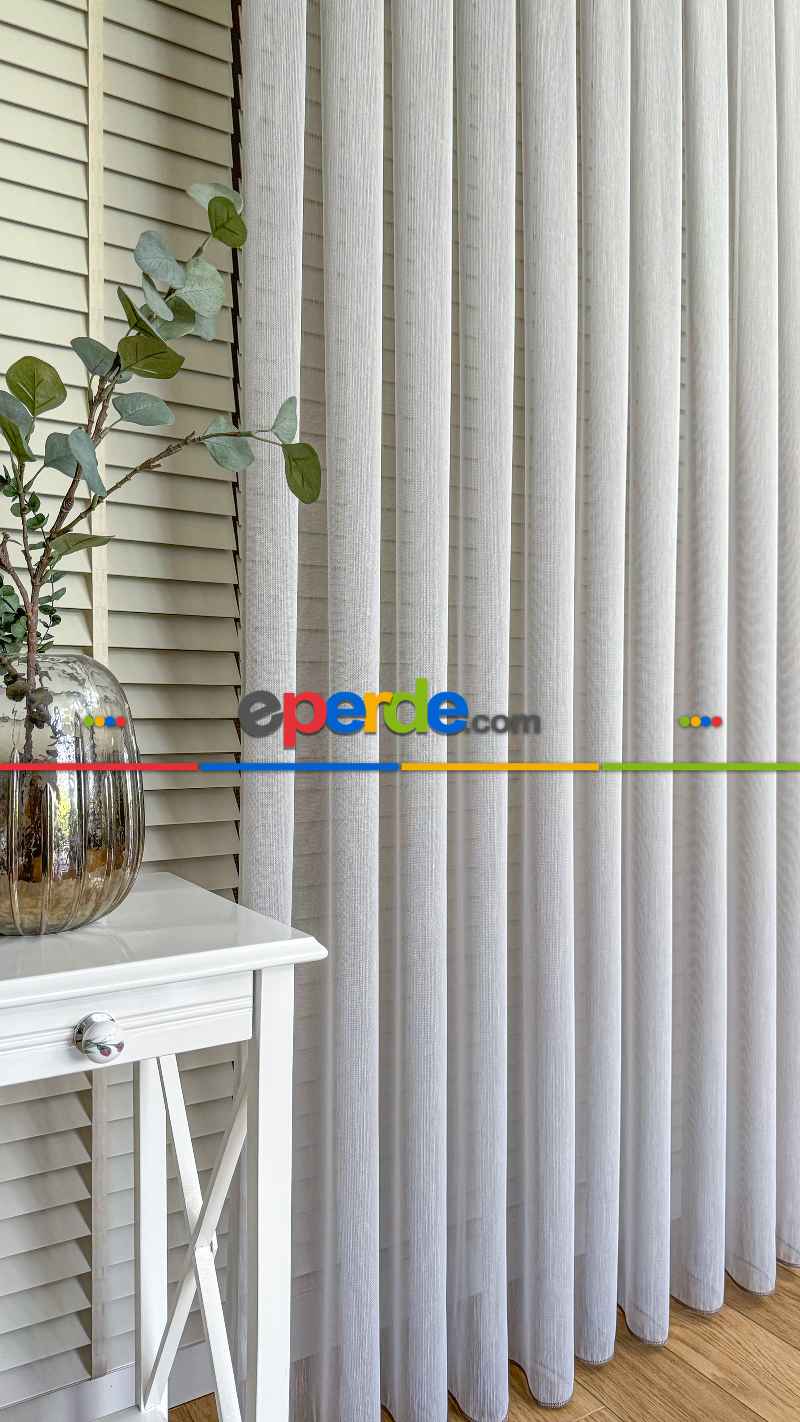 Açık Gri Keten Düz Tül Perde - Ağır Gramajlı Premium