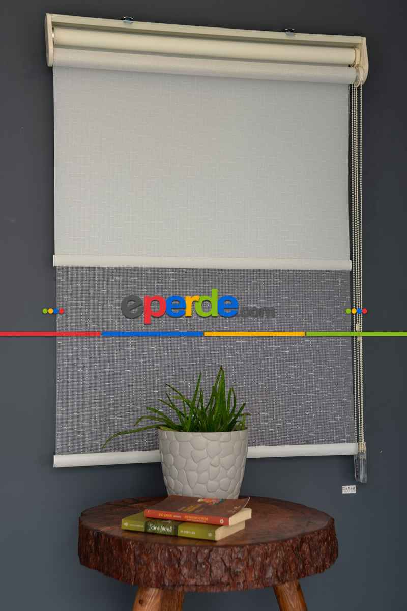 Halim Perdesan Dacuz-90 Beyaz Renk Etekli Veya Eteksiz Çift Mekanizmalı Tül Stor Perde