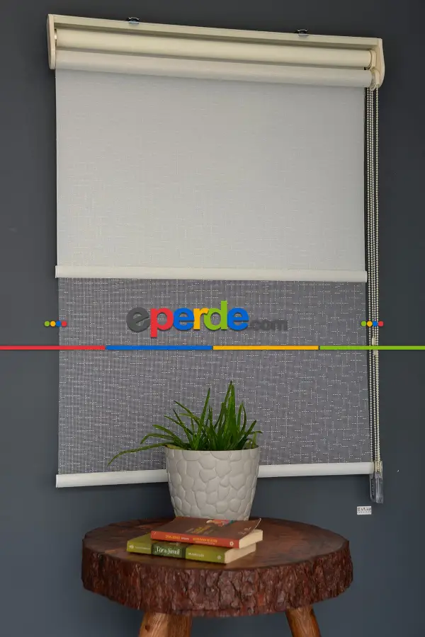 Halim Perdesan Dacuz-90 Beyaz Renk Etekli Veya Eteksiz Çift Mekanizmalı Tül Stor Perde