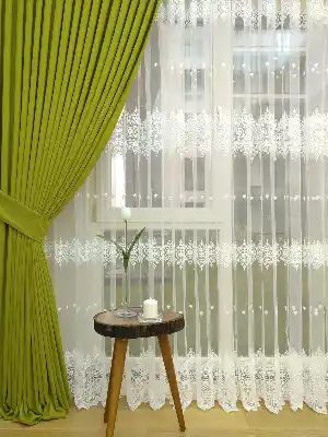 Yağ Yeşili Düz Fon Perde Dökümlü Birinci Kalite 300 Cm Geniş En Daha Hesaplı- Açık Yeşil