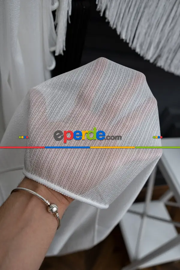 Kar Tül Yalancı Kruvaze - Halat İle Tülden Fon - Yana Toplamalı Tül - Kordon Toplama Tül - Çift Veya Tek Kanat - Aksesuar İlave Ücretlidir- Kurşunlu Tül