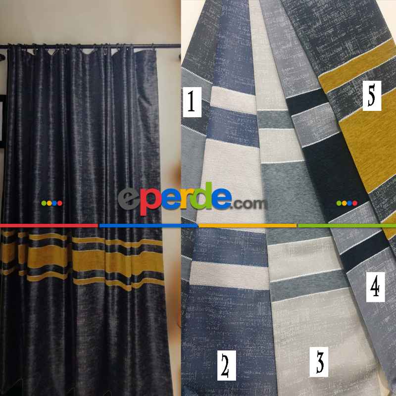 Geniş Enli Jakarlı Dokuma Salon Yatak Odası Lüks Perdeler 5 Renk Seçenekli