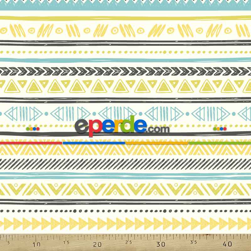 Popart Desenli Fon Perde Evm353-1 Kumaşı Kalındır Duck Bezi Değildir- Siyah-Mavi-Sarı-Beyaz