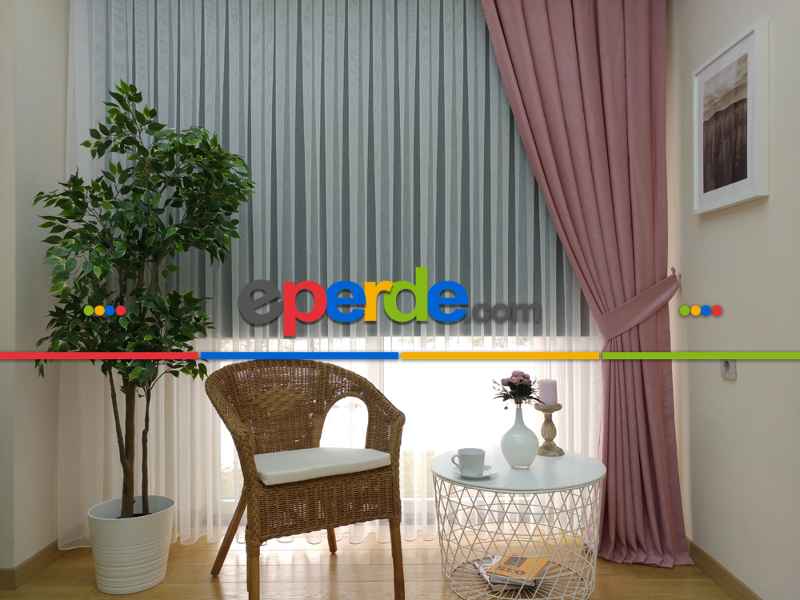Soft Pembe Fon Perde Geniş En (285)-a.pudra- Pembe
