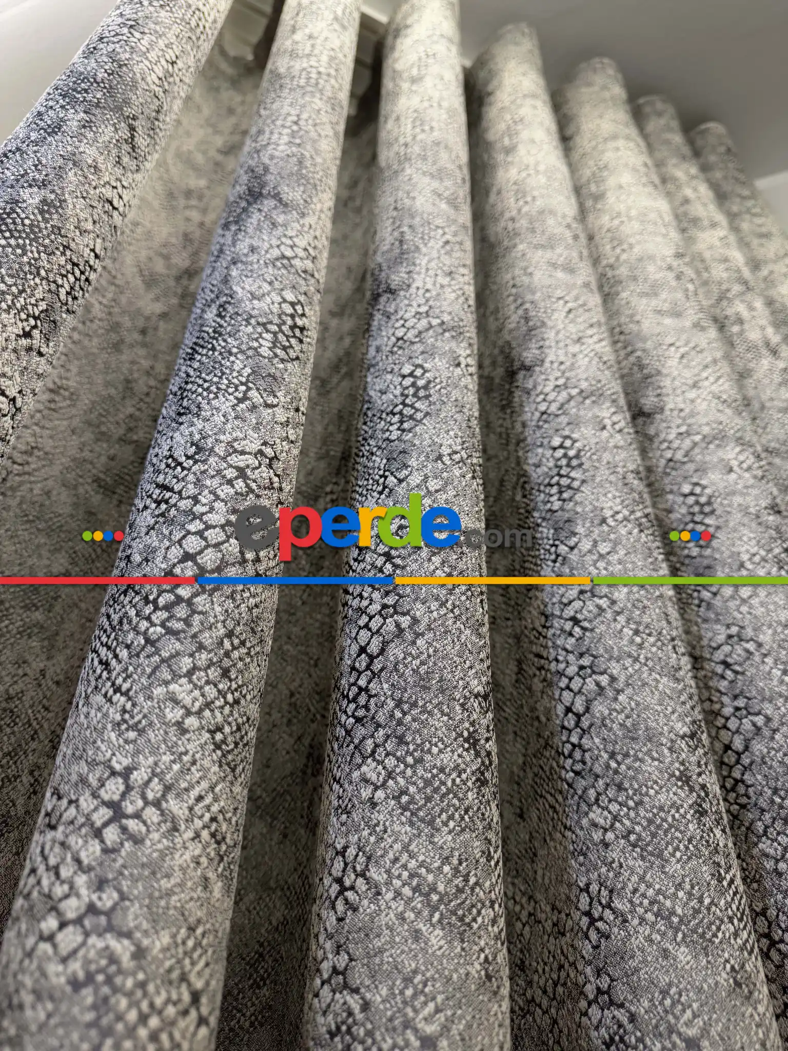 Gri Jakar Dokuma Desenli Fon Perde, Hafif Parlak Premium Kalite Seri