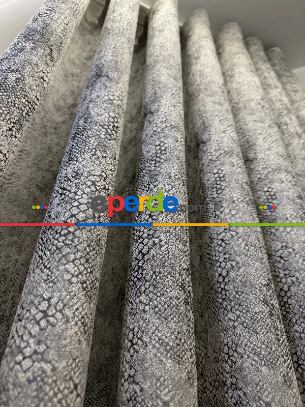 Yatak Odası - Gri Jakar Dokuma Desenli Fon Perde, Hafif Parlak Premium Kalite Seri