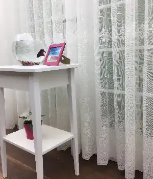 Arası Ve Eteği Damask Desenli - Orta Klasik Desenli Ütü İstemez Tül Perde