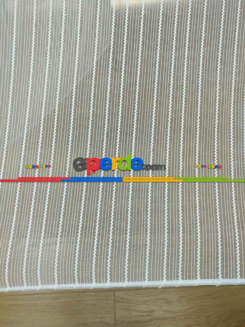 Mutfak - Makarna Çizgili Tül Perde 1.kalite