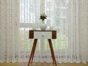 Sarmaşık Yaprak Desenli Özel Örme Dokulu Tül Perde - Ekru