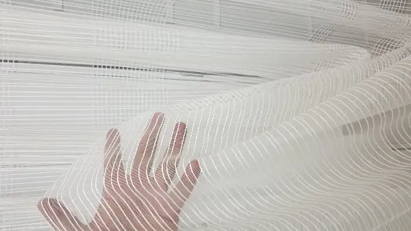 Mutfak - Yatay Çizgili Tül Ekose Tül Çizgi Tasarım Yeni Model Sade- Ekru