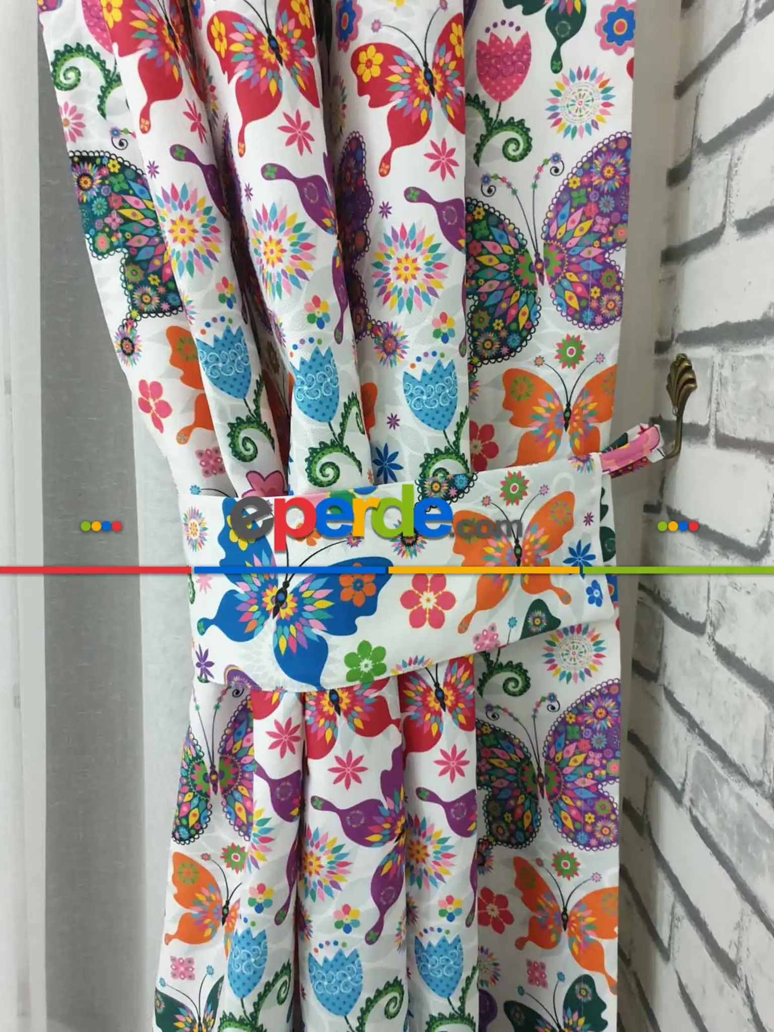 Kelebek Desenli Fon Perde Evm1113 Kumaşı Kalındır Duck Bezi Değildir- Siyah-mavi-kırmızı-sarı-beyaz-pembe- Çok Renkli 3