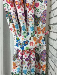 Kelebek Desenli Fon Perde Evm1113 Kumaşı Kalındır Duck Bezi Değildir- Siyah-mavi-kırmızı-sarı-beyaz-pembe- Çok Renkli 3