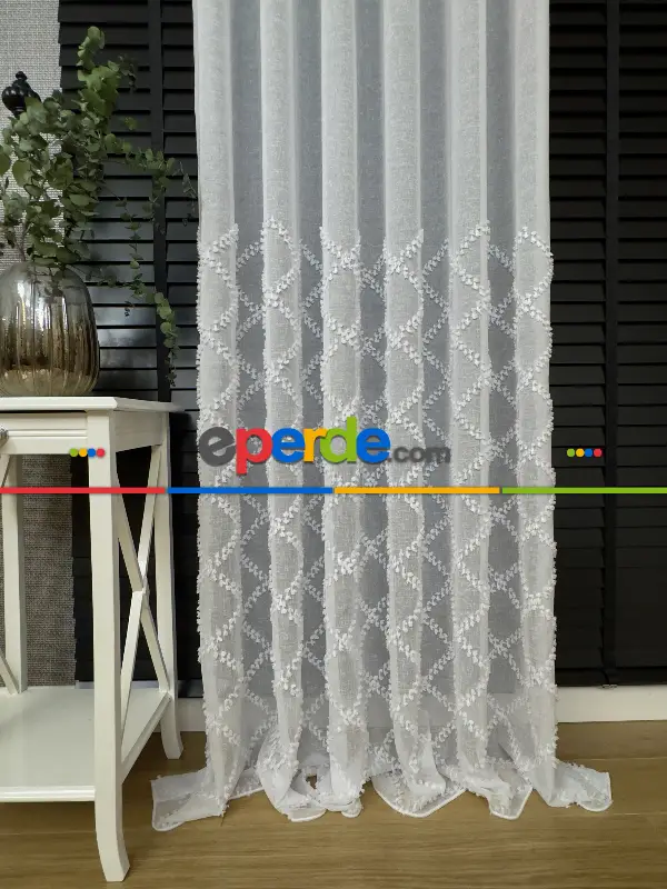 Salon Tül Perde - Yeni Trend Zincir Ponponketen Tül Perde