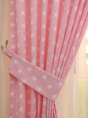Yıldız Desenli Fon Perde ( Leke Tutmaz )- Pembe Açık