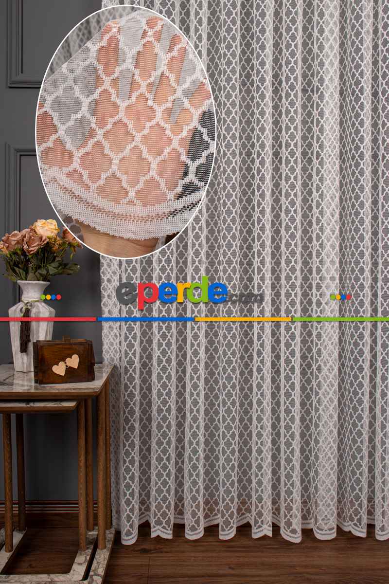 Geometrik Desen Örme Tül Perde 1133
