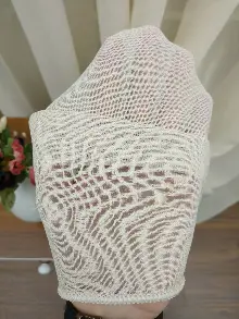 Krem - Keten Tül Perde- Krem - Kurşunlu Tül