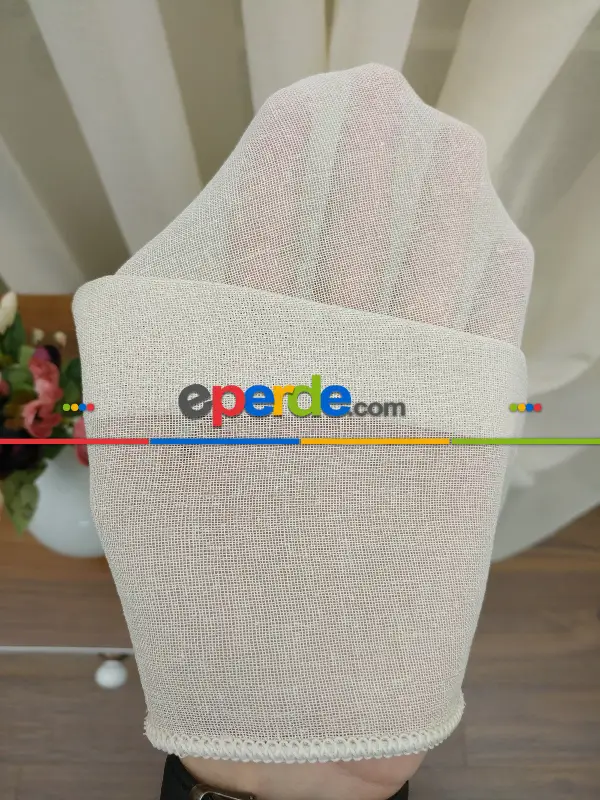 Salon Tül Perde - Krem - Keten Tül Perde- Krem