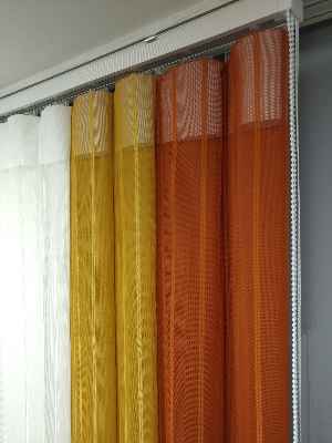 2021 Sezonu - Tül Dikey Zebra Perde - Stor Tül Perde Hepsi Birarada- Turuncu-ekru-hardal Sarısı