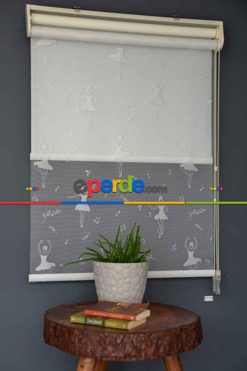 Halim Perdesan Dacuz-213 Beyaz Renk Etekli Veya Eteksiz Çift Mekanizmalı Tül Stor Perde