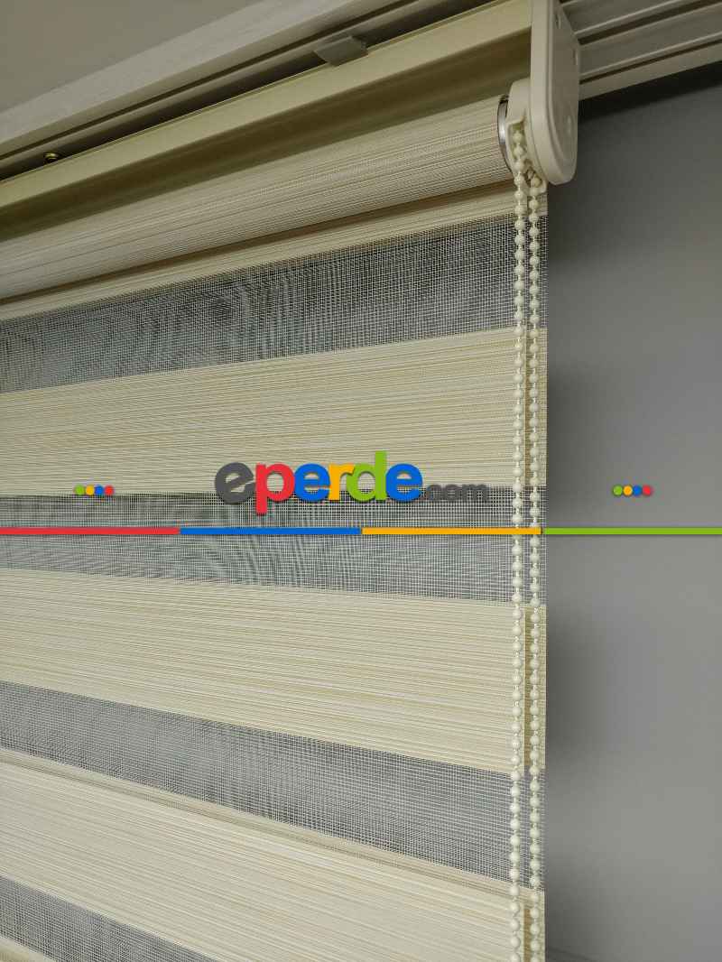 2025 Sezonu - Zebra Perde - Bambu Zebra Perde- Bej-krem Koyu