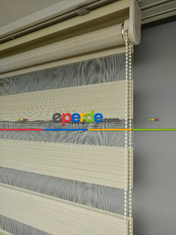 2025 Sezonu - Zebra Perde - Bambu Zebra Perde- Bej-krem Koyu