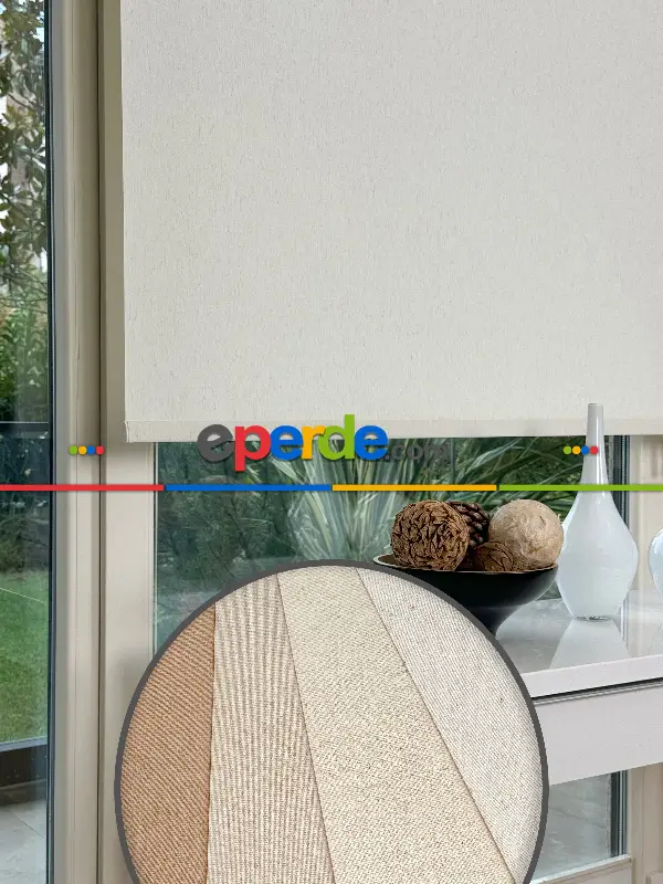 Salon Ekru Keten Stor Perde, Standart Metal Kasalı Yüksek Kalite Kornişe Kolay Montaj Seçenekli