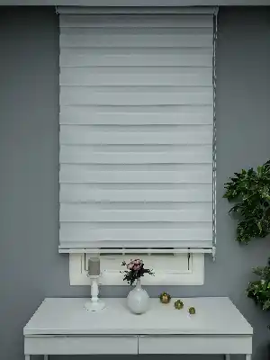Mutfak- Perle Home Düz Zebra Perde Beyaz