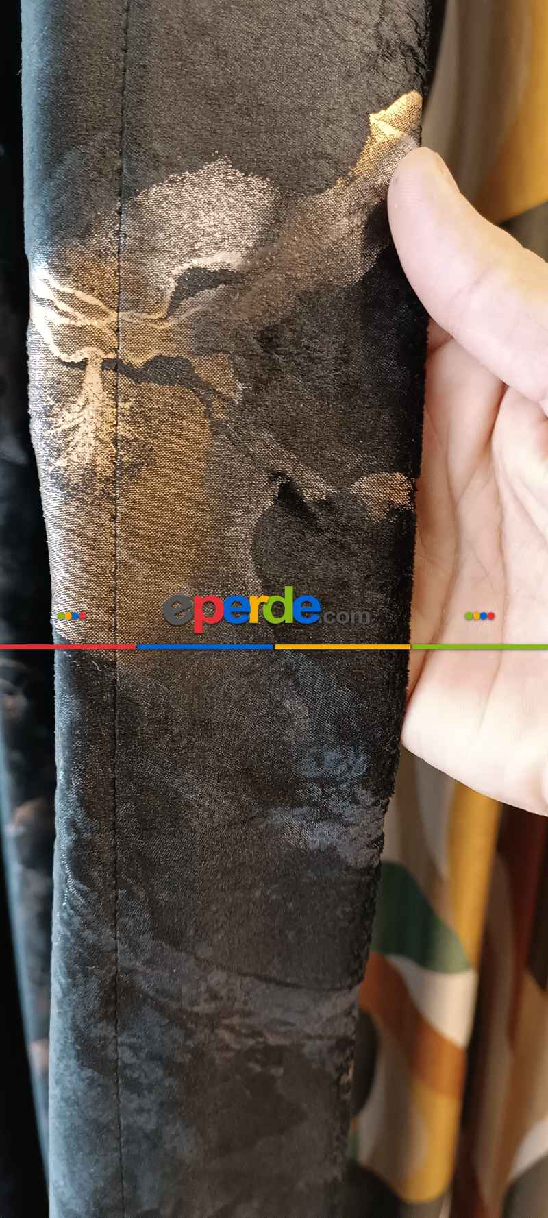 Oturma Odası - Modern Mermer Desenli Fon Perde İthal Kadife