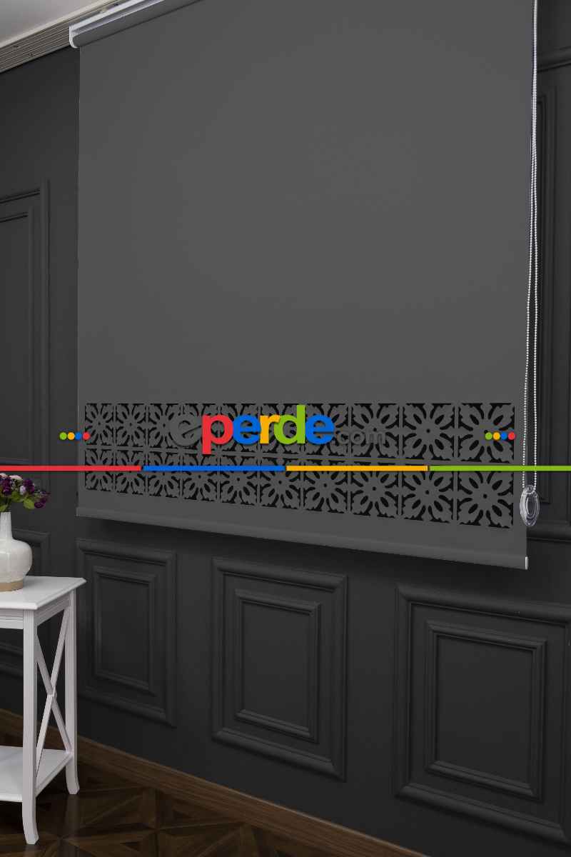 Koyu Gri Renk Lazer Kesim Mat Stor Perde (ister Düz - İster Lazer Kesimli Satın Alın)