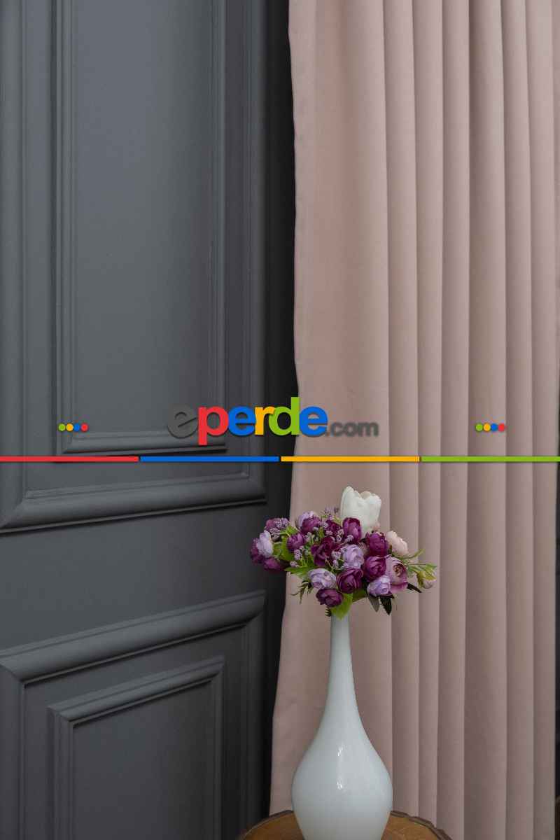 Pudra Pembesi Düz Fon Perde Dökümlü Fon Perde