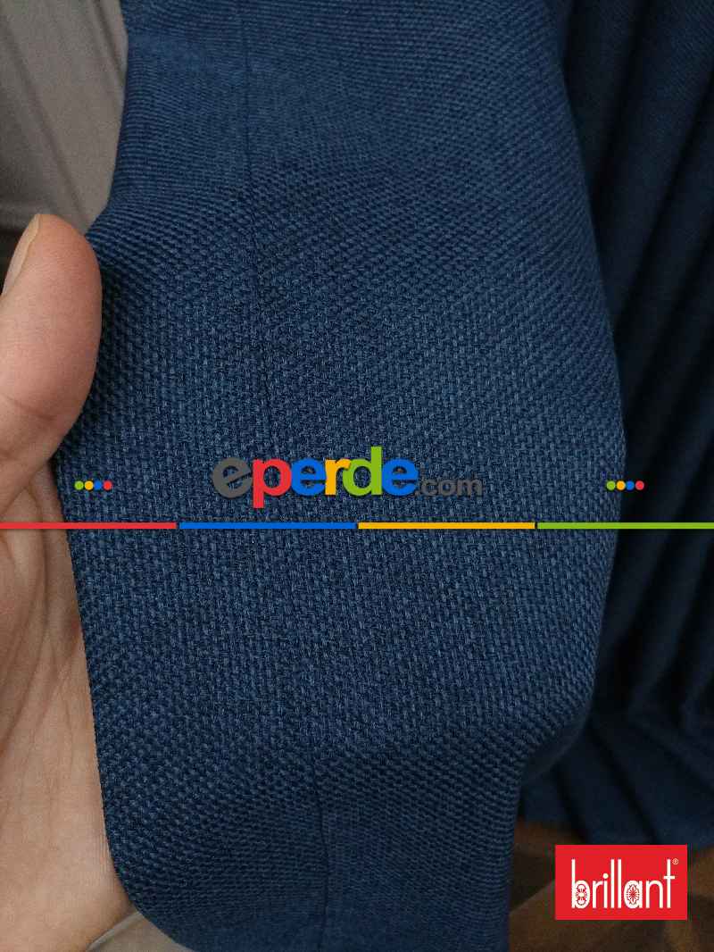 Brillant Keten Petrol Mavi Renk Düz Fon Perde - Petrol Mavisi