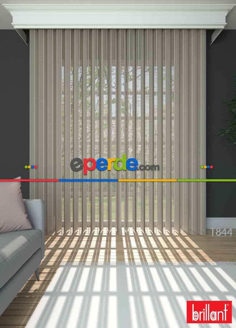 Brillant Akıllı Tül Perde Açık Kahverengimsi Gri Renkli Tül Dikey Zebra Perde Düz 1. Kalite