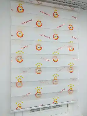 Gs Galatasaray Zebra Perde- Kırmızı-sarı