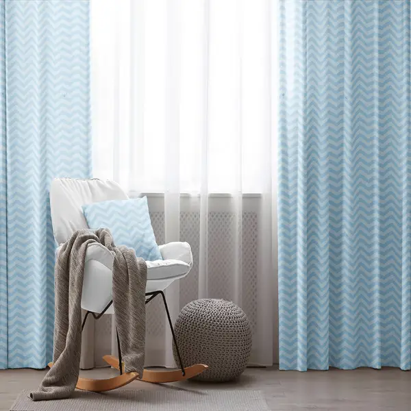 Çocuk Odası - Çocuk Fon Perde Evim1616-4 Kumaşı Kalındır Duck Bezi Değildir- Mavi-beyaz